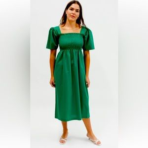 LISA SAYS GAH - Emerald green cotton smock dress. Size Small. Made in USA